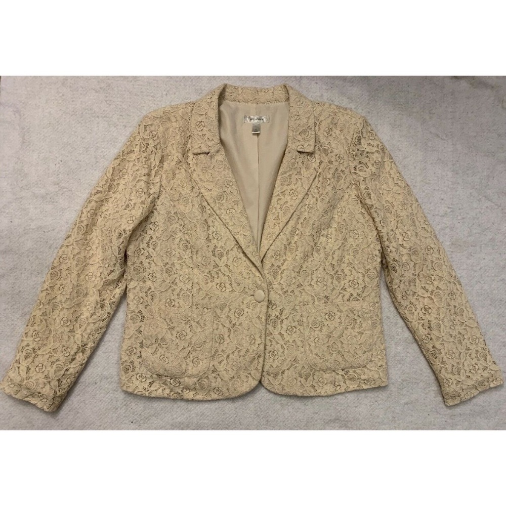Dressbarn Womens Blazer Jacket Sz XL Tan Floral
